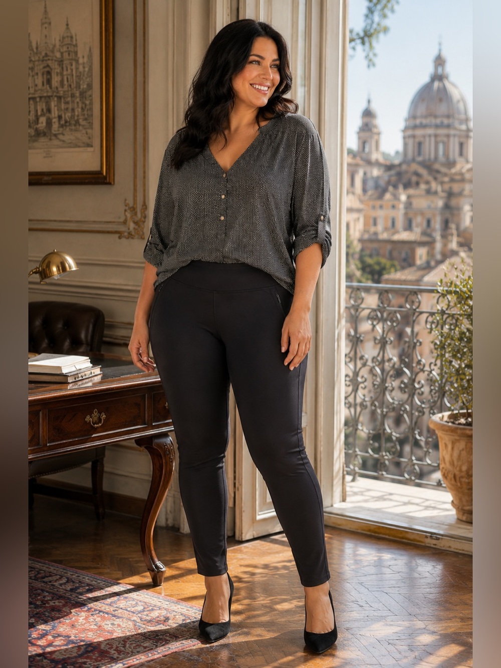 🐞Performance High-Rise Black Skinny Leggings with Side Zip Pockets - Picture 1 of 10